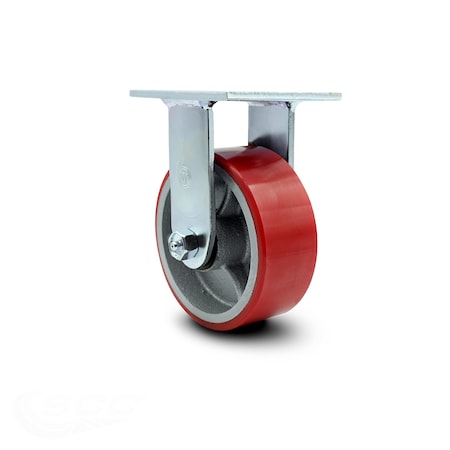 Service Caster 5 Inch Red Poly on Cast Iron Wheel Rigid Caster with Roller Bearing SCC SCC-30R520-PUR-RS